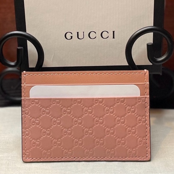 NIB Gucci Microguccissima soft pink embossed leather cardholder. NWT - Picture 6 of 9
